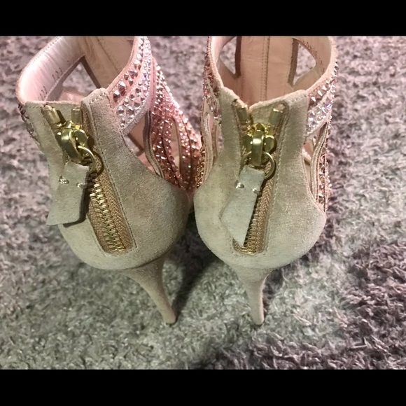 Casadei womens open toe leather heels size 7 Rhinestones - Picture 13 of 14